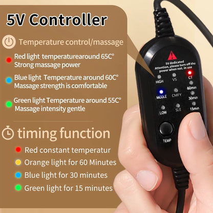 Electric Heated Neck Support Vibration Massager Hot Compress Relieves Joint Fatigue Discomfort 3-Level Timer USB Port,Family Use